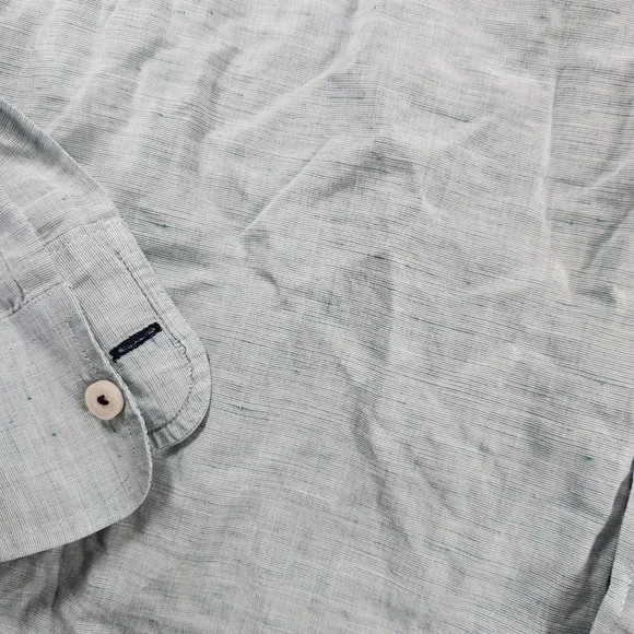 UNTUCKit Shirt Mens XL Green Long Sleeve Linen Blend Button Up Wrinkle Casual - Picture 8 of 8